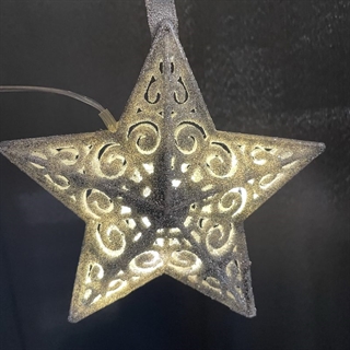 LED-julestjerne med glimmer til julepynt - sølv